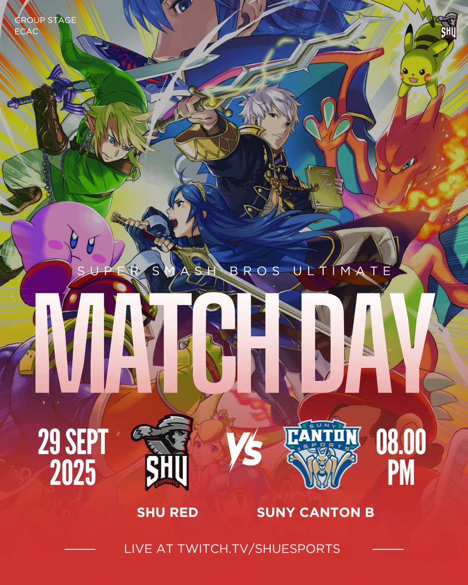 SHU_ESP0RTS's tweet photo. Our first week of official matches begins today! Kicking off with VALORANT, TFT, and Smash Bros!
 
Wish our teams luck! And be sure to tune in at https://t.co/i9yUB3dlUi (link in bio) https://t.co/wOsffGAXf2