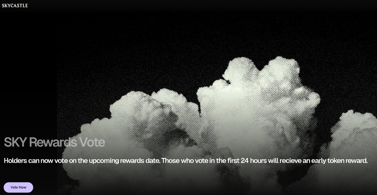 SKY 보상 투표 인터페이스 — 보유자가 보상 날짜에 투표할 수 있으며 초기 투표자에게 토큰 인센티브 제공