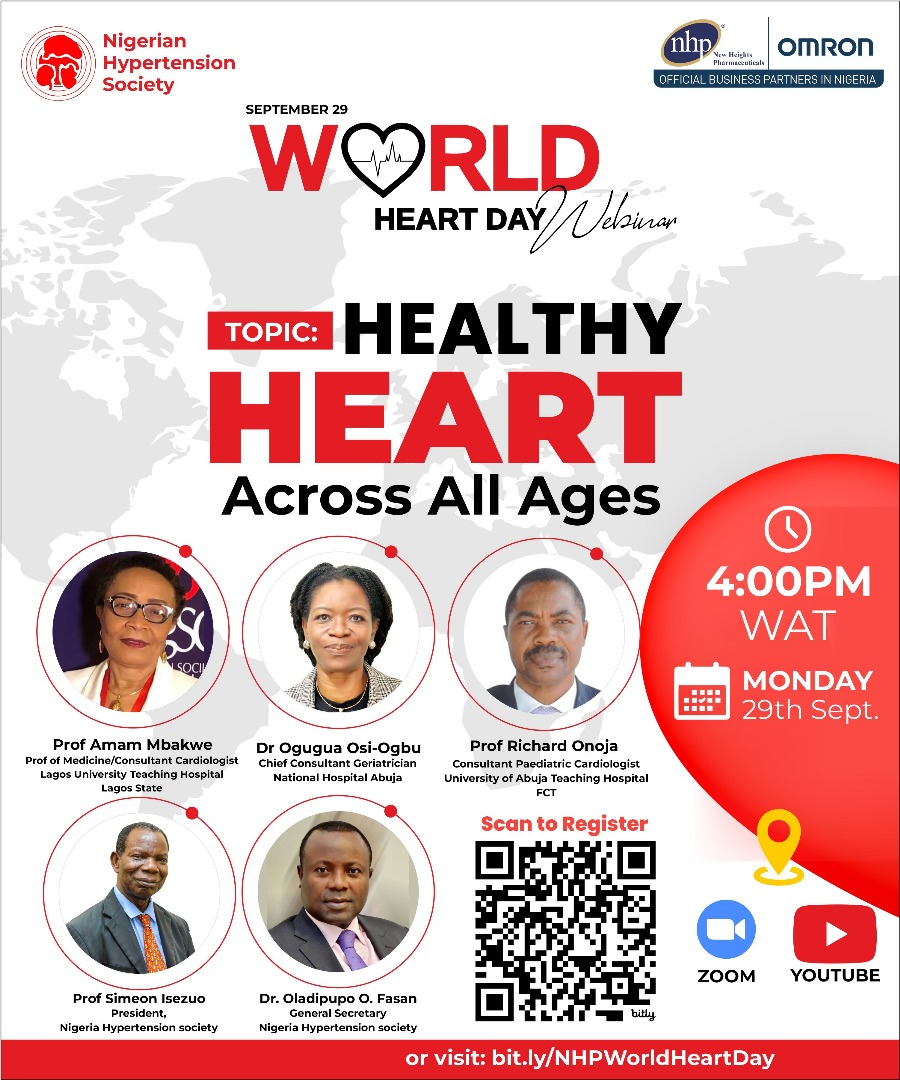 tnhs1993's tweet photo. The Nigerian Hypertension Society, in collaboration with our partners, New Health Pharma, representatives of Omron International,
presents a Webinar to Commemorate World Heart Day 2025. https://t.co/7ytvJsW5ou