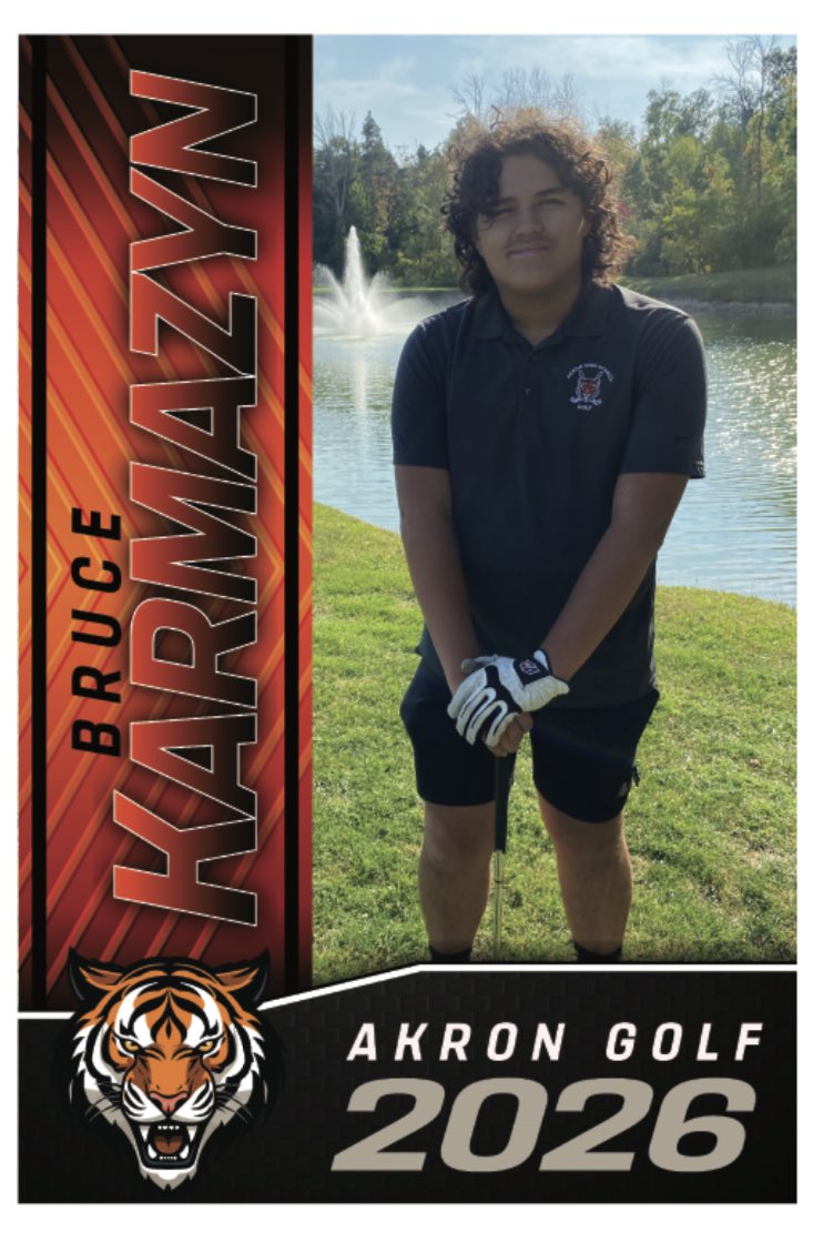 GolfAkron's tweet photo. Senior Spotlight: Bruce Karmazyn 
6 Year Varsity golfer
Low Round: 52
Favorite golf movie: Happy Gilmore 
Favorite golfer: Tiger Woods
@akron_hs @AkronHSSports @MondayNiters21 https://t.co/mgcBdcVKgj