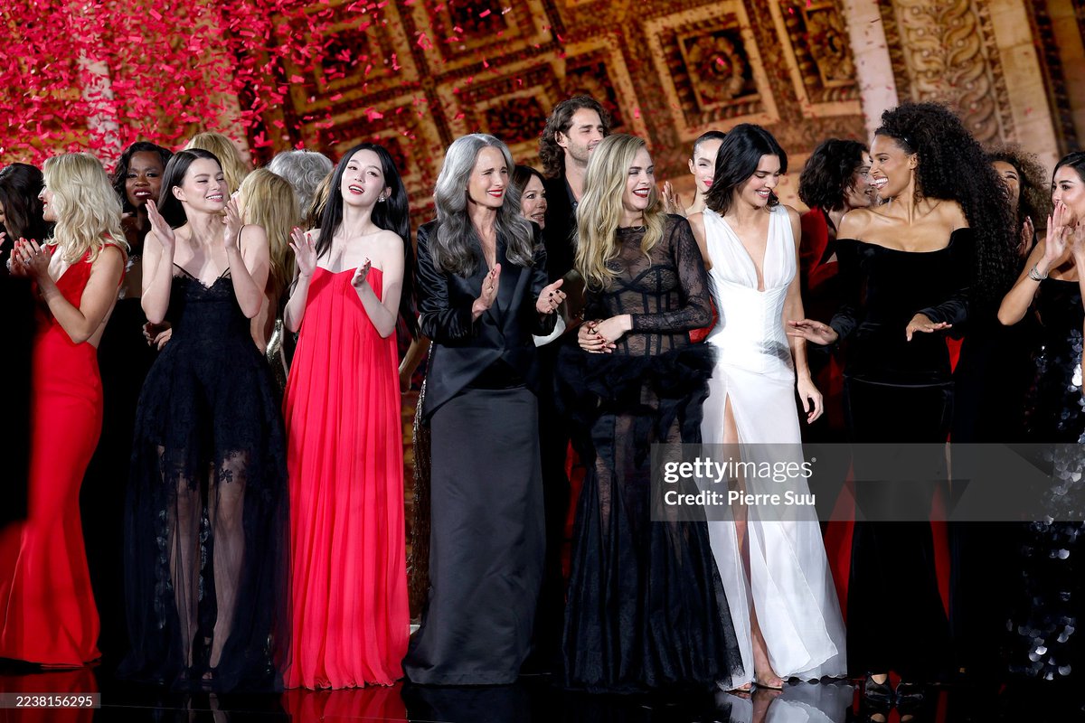 Rebecca Patricia Armstrong, Ye Zhou, Andie MacDowell, Cara Delevingne, Kendall Jenner and Cindy Bruna walk the runway during the Le Défilé. Liberté, Egalité, Sororité "You're Worth It" L'Oréal Paris Womenswear Spring/Summer 2026 show as part of Paris Fashion Week at Hotel de