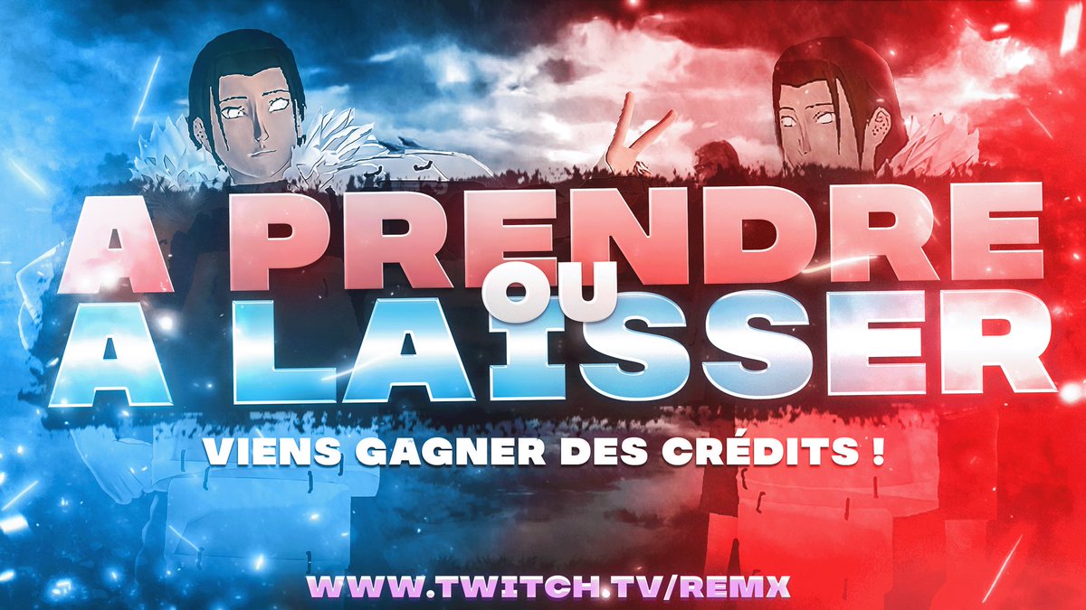 A PRENDRE OU A LAISSER 🎁

Le streamer <a href="/Mr_Remx/">Remx</a> organise un événement À Prendre ou à Laisser.

✨C'est maintenant sur twitch 👉 twitch.tv/remx

⚡ Viens tenter ta chance, amuse-toi et repars peut-être avec le gros lot !