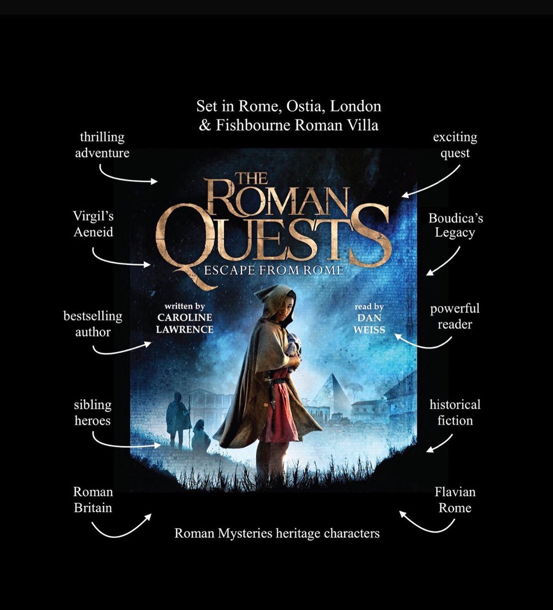 CarolineLawrenc's tweet photo. Thrilled to announce there is finally an audiobook of Escape from Rome, the first in my #RomanQuests series, a sequel to #TheRomanMysteries! Have a sample listen here: https://t.co/oKZL8tTB1p? https://t.co/vdhfmdbT3C