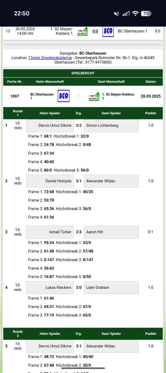 Aaron Hill hat am Wochenende ein Maximum in der Bundesliga gespielt. Hill spielt gelegentlich für Mayen Koblenz, auch andere britische Spieler sind ab und an in der Bundesliga zu sehen. Die Partie zwischen. Oberhausen und Koblenz endete 4:4

#147sf