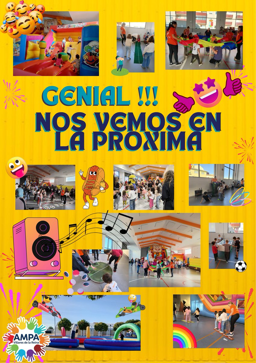 ampavillares's tweet photo. 🎪🎉FIESTA AMPA👨‍👩‍👧‍👦🎊
Gracias a todas las familias que asistieron el pasado Viernes a la primera fiesta de inicio de curso organizada por la nueva Junta del AMPA.

Nos complace haber oído que la gran mayoría de los asistentes salieron muy satisfechos de la Fiesta.

Un Saludo 😊👍 https://t.co/KM9FbwOV3K