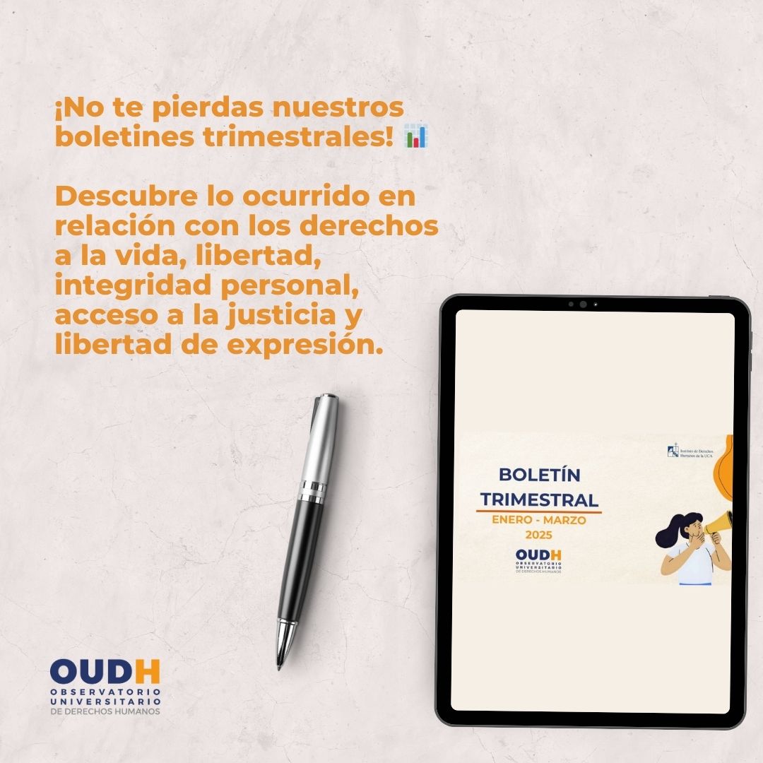 oudhsv's tweet photo. ¡No te pierdas nuestros boletines trimestrales!    

En nuestro sitio web encontrarás información clave sobre la situación de #DerechosHumanos en #ElSalvador .

 Visítanos y mantente informado: https://t.co/8wuN95LZBS https://t.co/cHOBjODIw7