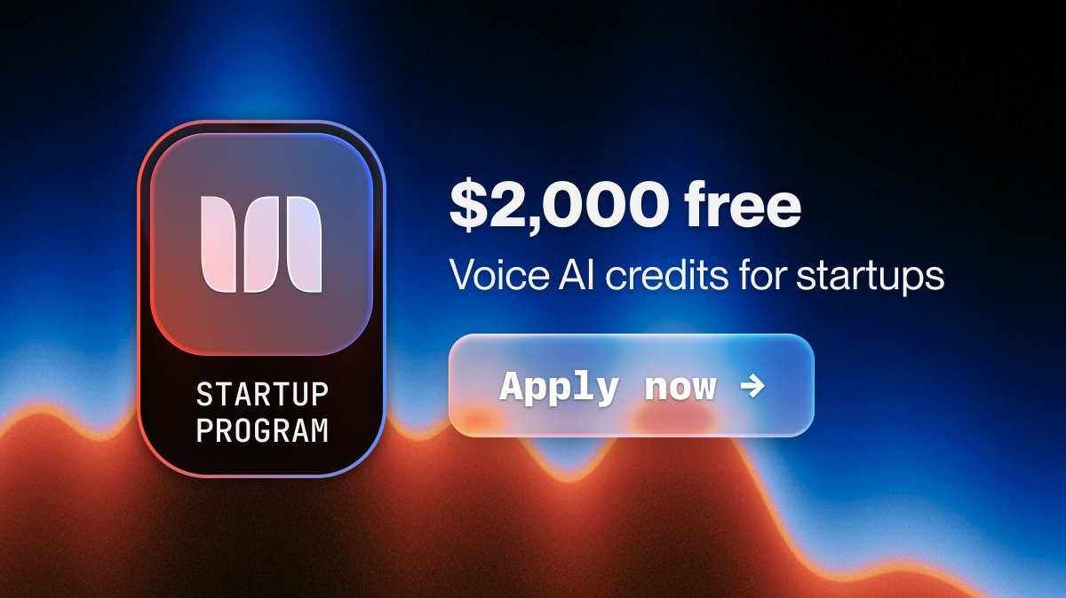 uselayercode's tweet image. We just launched the Layercode Startup Program to accelerate early-stage voice AI companies.
What you get:
💰 $2,000 free credits (enough for thousands of minutes of conversation)
🛠️ Dedicated access to our engineering team
🚀 Priority access to new features + a chance to shape…