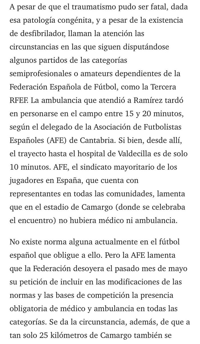 Ojalá recapaciten los que siguen considerando que el tener unos servicios sanitarios mínimos en un campo de fútbol no es "necesario" elpais.com/deportes/futbo…