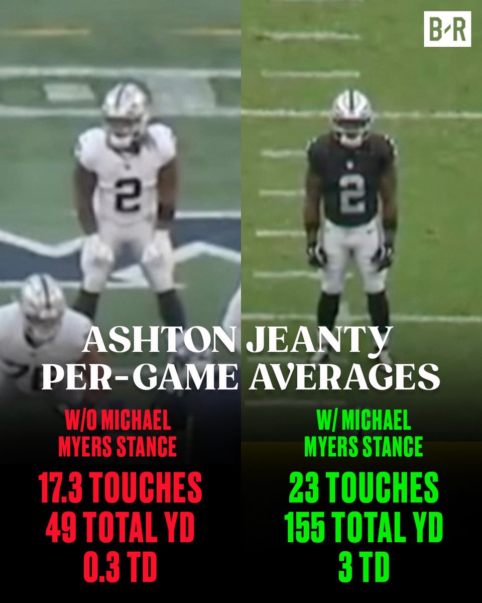 Ashton Jeanty went back to this Michael Myers stance and popped off immediately 😂