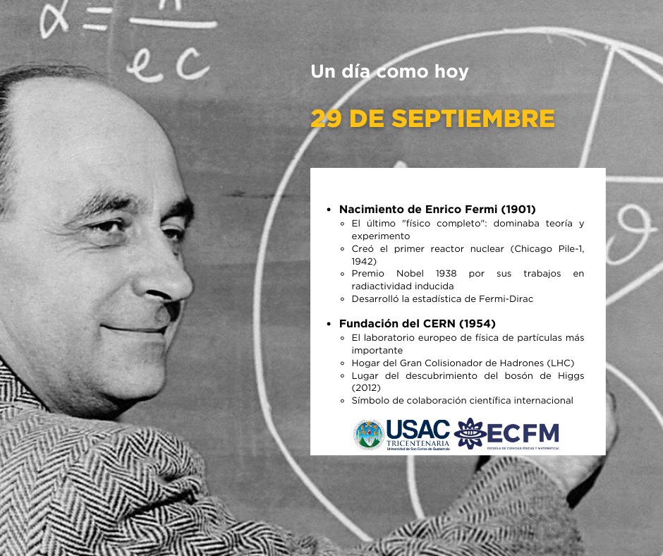 Fermi sentó las bases teóricas y experimentales que el CERN ha llevado a nuevos extremos, conectando la física nuclear con la de partículas.
¡Dos pilares de la ciencia en un mismo día! 📷
#EnricoFermi #CERN #Física #Ciencia #HistoriaDeLaCiencia #FísicaNuclear #FísicaDePartículas