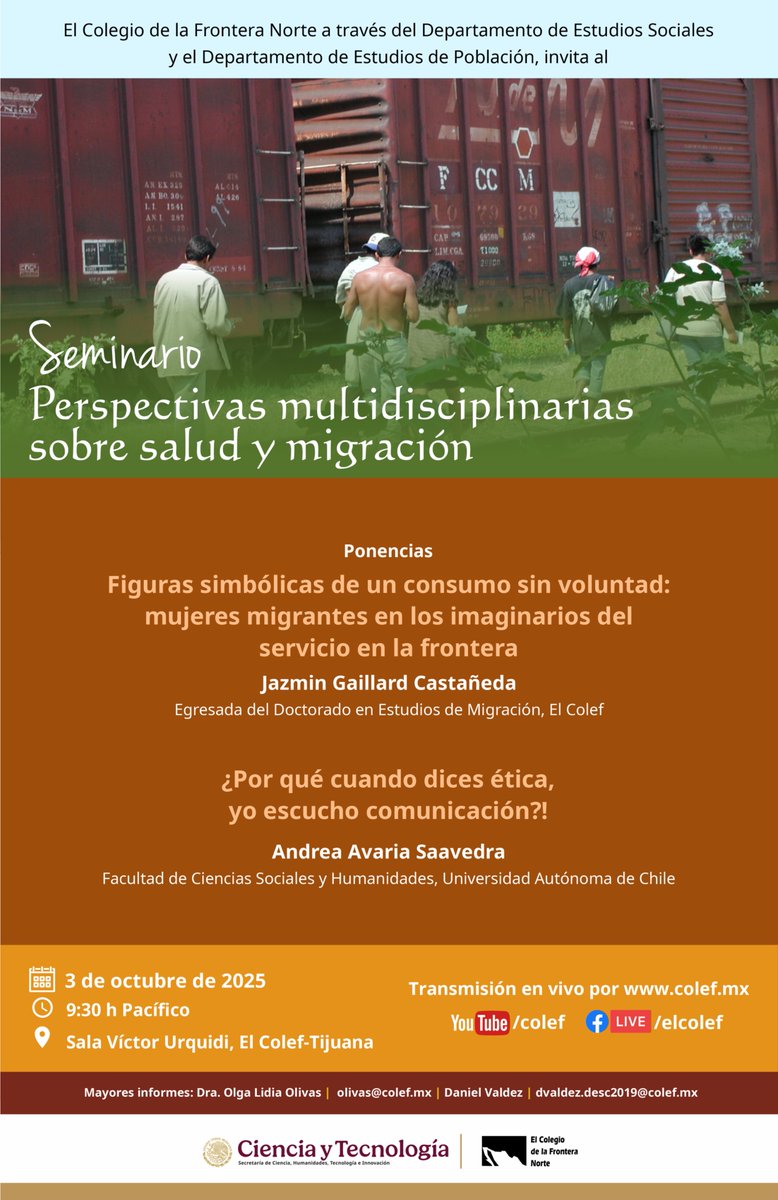 Este viernes 3/octubre, a las 9:30 PT, acompáñenos el en seminario Perspectivas Multidisciplinarias sobre Salud y Migración