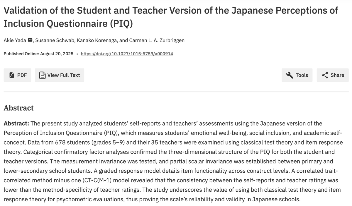 Check out this new validation of the Japanese PIQ student and teacher versions at econtent.hogrefe.com/doi/10.1027/10…