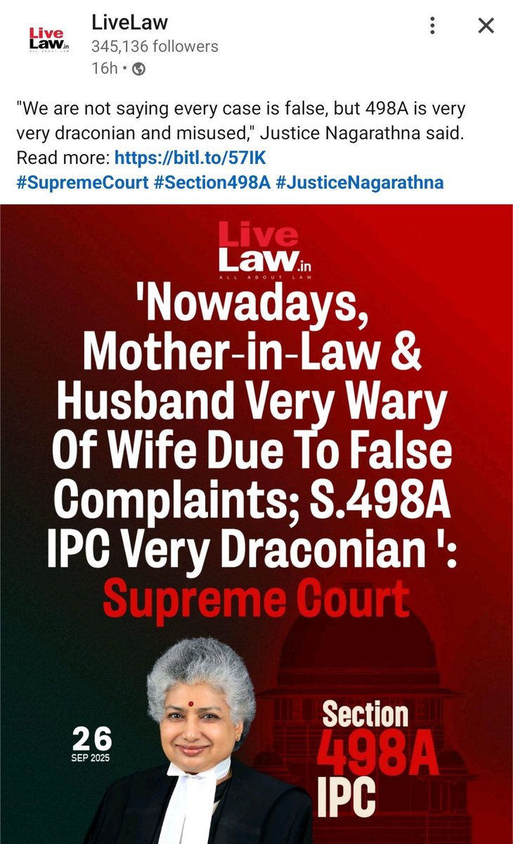 LaOOrder (@laoorder) on Twitter photo 🚨498A – संसद कब जागेगी? 🚨
सुप्रीम कोर्ट: "498A का misuse हो रहा है"
संसद: "हमने सुना नहीं, हम छुट्टी पर हैं..." 💤
क्योंकि equality सिर्फ स्लोगन है, कानून नहीं। 🙃
⚖️ न्याय नहीं मिलता।
#NyayPrayaas4Men #EmergingBharat4Men2025 #MenToo <a href="/NyayPrayaas/">NYAY PRAYAAS FOUNDATION</a> <a href="/MenTooSave/">MenToo</a> <a href="/manish_sindwani/">manish sindwani</a> 🚨498A – संसद कब जागेगी? 🚨
सुप्रीम कोर्ट: "498A का misuse हो रहा है"
संसद: "हमने सुना नहीं, हम छुट्टी पर हैं..." 💤
क्योंकि equality सिर्फ स्लोगन है, कानून नहीं। 🙃
⚖️ न्याय नहीं मिलता।
#NyayPrayaas4Men #EmergingBharat4Men2025 #MenToo <a href="/NyayPrayaas/">NYAY PRAYAAS FOUNDATION</a> <a href="/MenTooSave/">MenToo</a> <a href="/manish_sindwani/">manish sindwani</a>