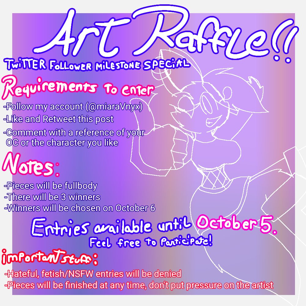 Creo que ya era hora de hacer esto como especial de seguidores asi que...
          
                 Sorteo de arte!!

La info. en español estará en un comentario de este post