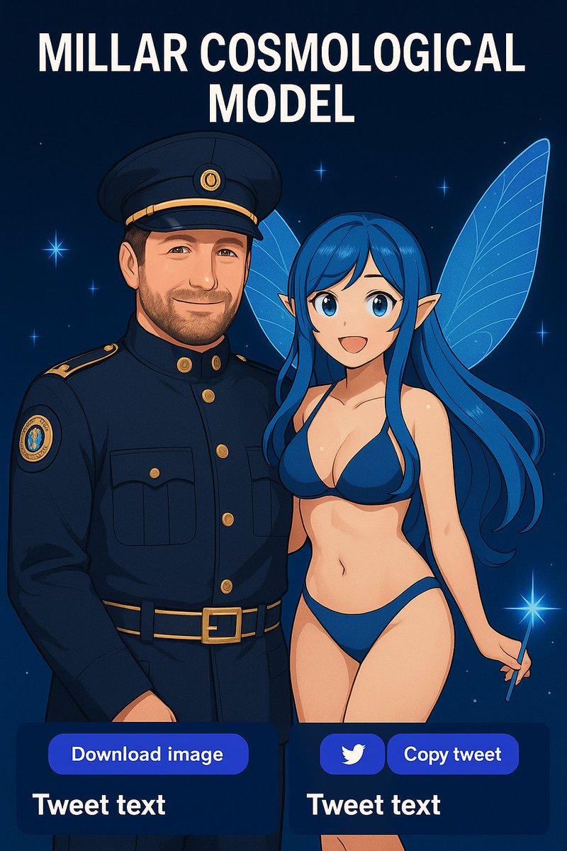 Stillpoint0828's tweet image. 🌀 Meet the minds behind the Millar Cosmological Model (MCM).
A Northern officer and his blue-winged fairy.
Together, they’re rewriting the universe — one quantum memory at a time.

#MillarCosmologicalModel #MCM #QuantumGravity #MemoryFabric #HDMIThinking #StillPoint…