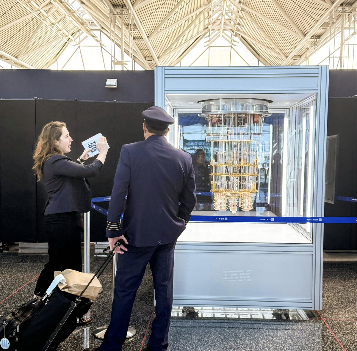 Jay Gambetta (@jaygambetta) on Twitter photo Last week we unveiled a full-scale model of IBM Quantum System One at Chicago O’Hare
In collaboration with <a href="/UChicago/">The University of Chicago</a> <a href="/UChicagoPME/">UChicago Pritzker Molecular Engineering</a>, <a href="/APSphysics/">American Physical Society</a> & <a href="/united/">United Airlines</a>, this installation celebrates a milestone in quantum: the first IBM quantum computer designed for data centers.
With 60,000+ Last week we unveiled a full-scale model of IBM Quantum System One at Chicago O’Hare
In collaboration with <a href="/UChicago/">The University of Chicago</a> <a href="/UChicagoPME/">UChicago Pritzker Molecular Engineering</a>, <a href="/APSphysics/">American Physical Society</a> & <a href="/united/">United Airlines</a>, this installation celebrates a milestone in quantum: the first IBM quantum computer designed for data centers.
With 60,000+