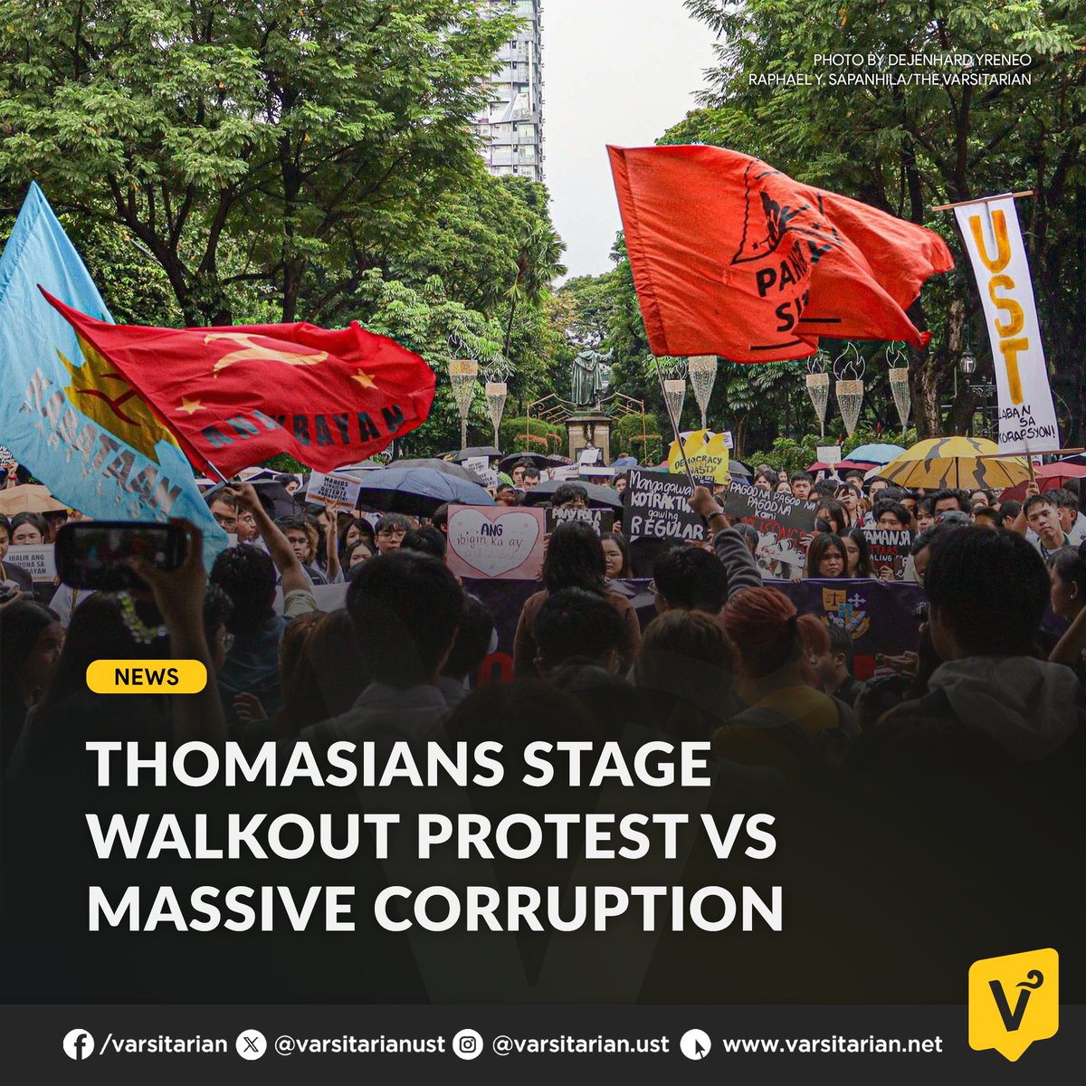 varsitarianust's tweet photo. Thomasians stepped out of their classrooms on Sept. 29 in a once-in-a-generation walkout to protest massive government corruption, as the scandal over “ghost” flood-control projects that had ensnared public works officials and lawmakers grew.

READ: https://t.co/YxCTGzw87L https://t.co/jkmmvzQ7Np