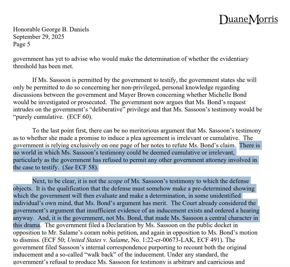 Crypto in the Courts: After SBF 25 Years, Ryan Salame 90 Months Now Michelle  Bond Doubles Down on Calling Danielle Sassoon as a Witness on Oct 16 -  Inner City Press story: