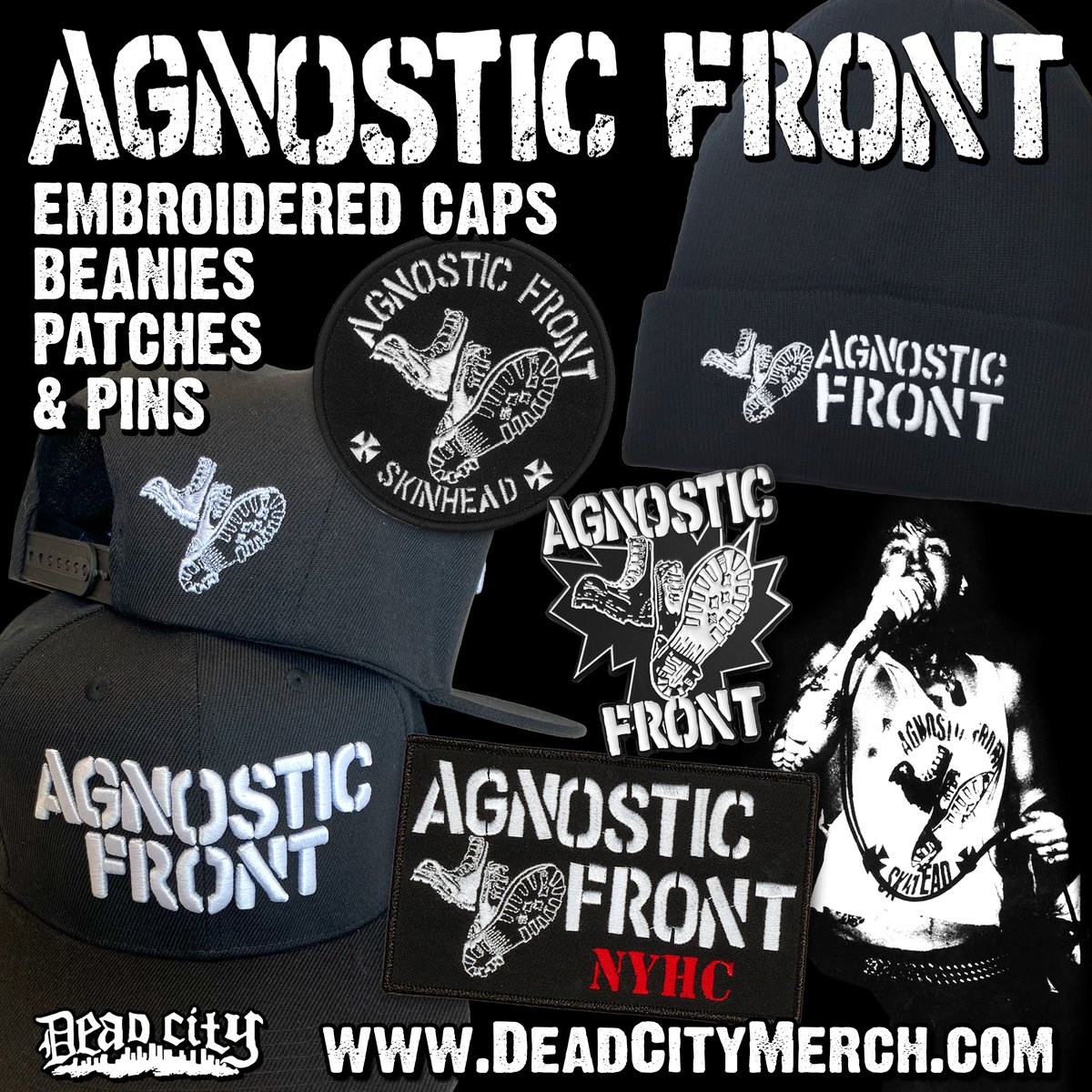 deadcityrecords's tweet photo. AGNOSTIC FRONT Embroidered Caps, Beanies, Patches and Enamel Pins at https://t.co/4ILuUxqNSE

#agnosticfront #rogermiret #vinniestigma #nyhc #newyorkhardcore #agnosticfrontnyhc #beanies #caps #patches #deadcityrecords #deadcitymerch https://t.co/DUcM85qZD6