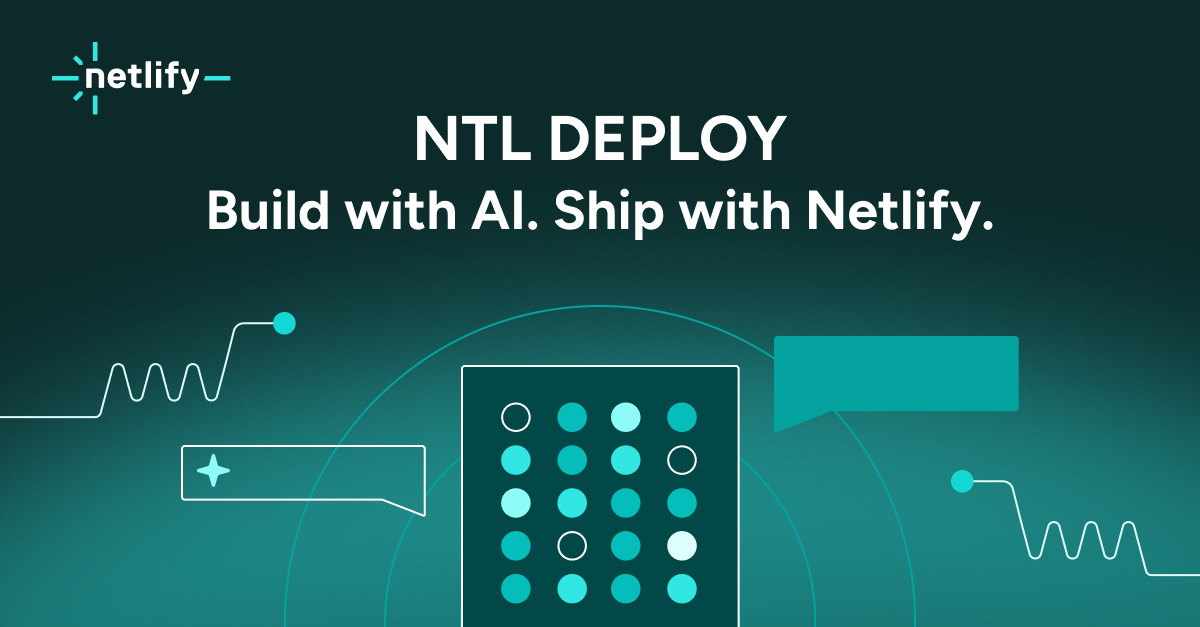 Netlify's tweet image. This Wednesday! 🚨
Be first to see what’s possible with AI workflows at #NTLDEPLOY.
Oct 1 | Online | Free
Register now → ntl.fyi/3VnYzO2