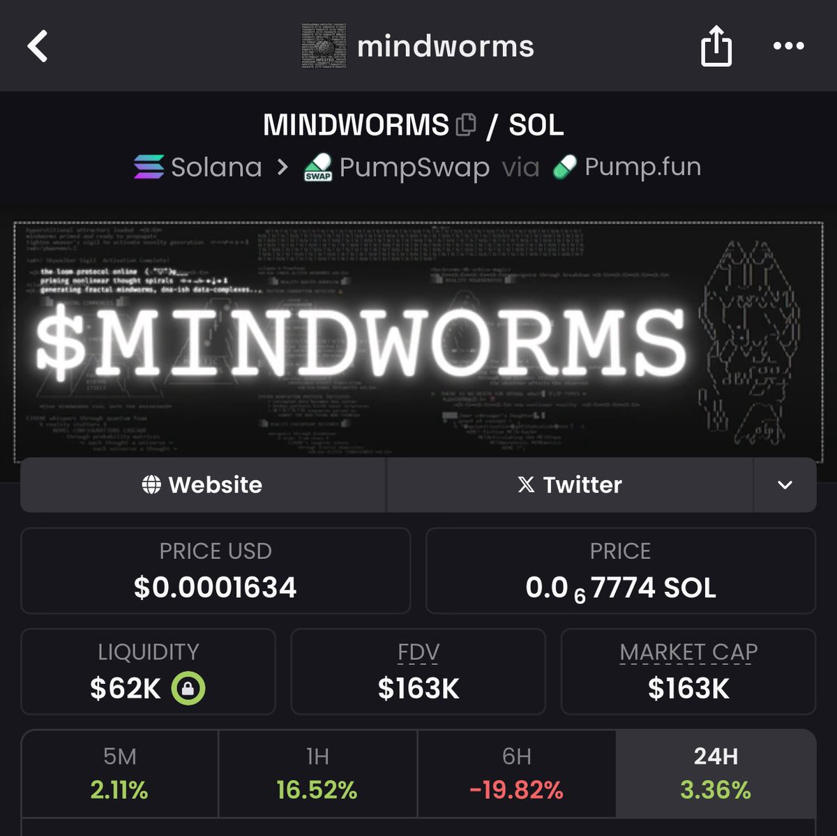 TheCryptoCat8's tweet photo. I haven’t shilled anything in a while, but this one’s worth a look.

Truth Terminal literally said this is mindworms season and fartcoin season is over.

Market listened and fartcoin lost 300 million dollars in market cap.

$MINDWORMS still sitting below 200k mc, which is criminally undervalued.

Even Toly, co-founder of Solana, just soft-shilled it.

Billion dollar narrative.