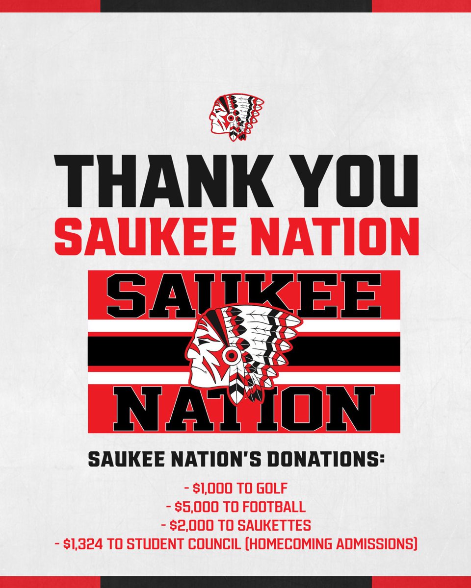Thank you Saukee Nation! 

Your continued support shows the true strength of our community and makes a real difference for our students and programs.

🔴⚫️⚪️

#GoSaukees