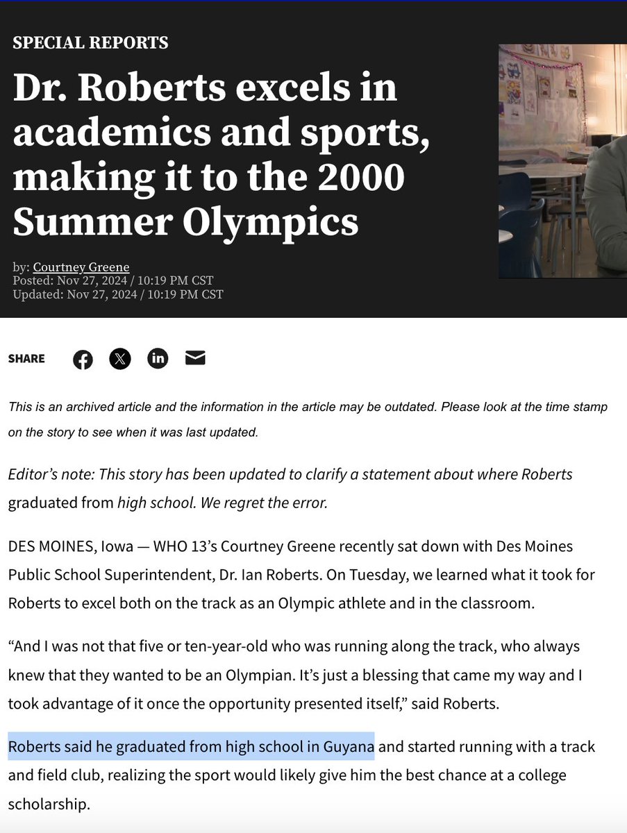 LauraPowellEsq's tweet image. .@WHO13news ran two stories on an interview they did with Ian Roberts last year. Today they changed both of them.

In one, they originally said he was born in Brooklyn, but now it says, “he did not confirm where he was born when asked.”

In the other—which does not indicate that…