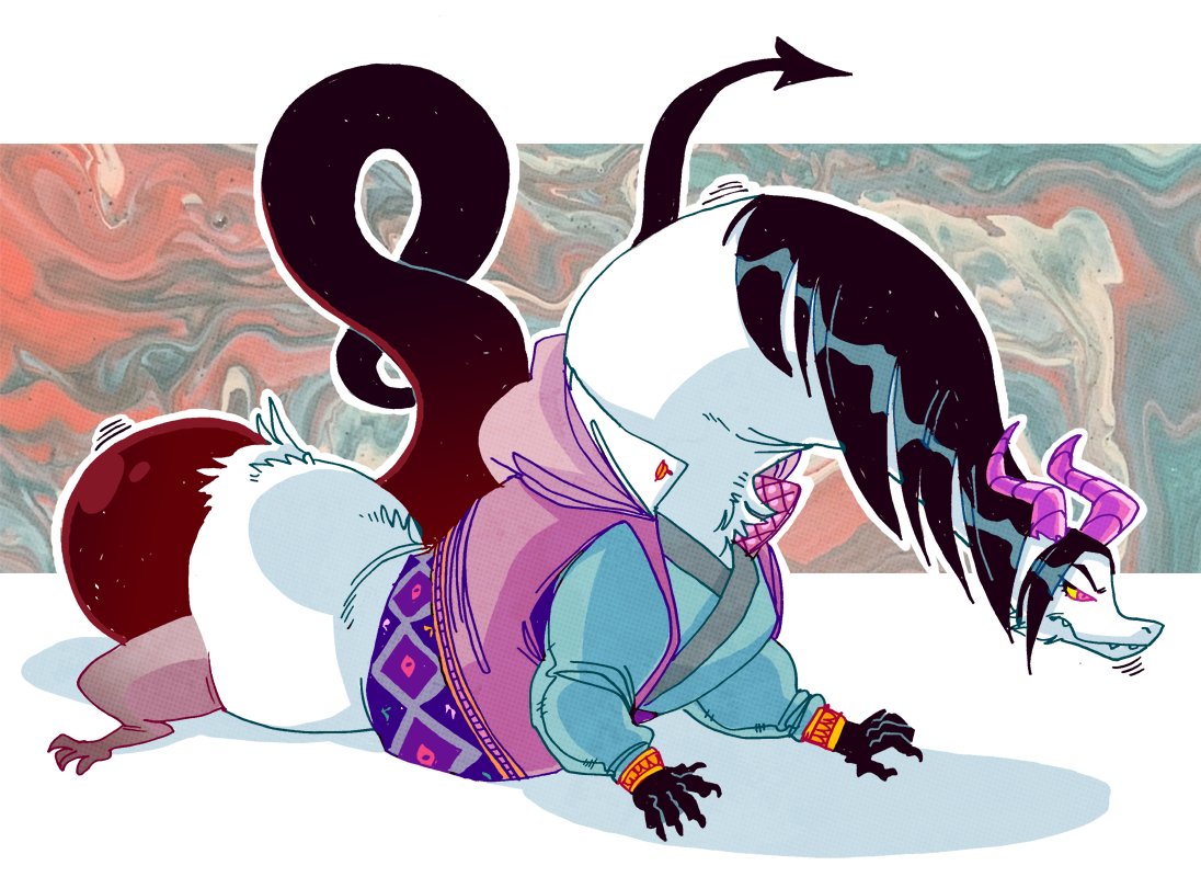 Hanabi in her Dragon form! It looks pretty tricky to get comfortable when you're shaped like that. Can dragons loaf or...?