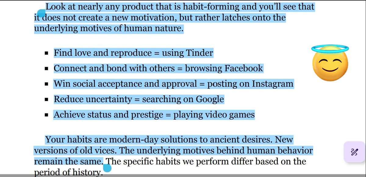 rishabhgiri024's tweet image. While diving into Atomic Habits, I realized most of our daily habits aren’t new at all. They’re just modern solutions to ancient human desires. Scrolling social media gaming and everything we do today is rooted in the same motives that shaped human behavior throughout history.