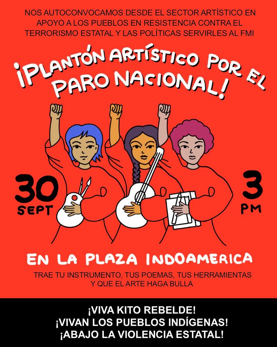 ¡Los artistas nos autoconvocamos! Mañana 3pm en la Pileta de la UCE #ParoNacionalEcuador #ParoNacional2025 #ParoNacional