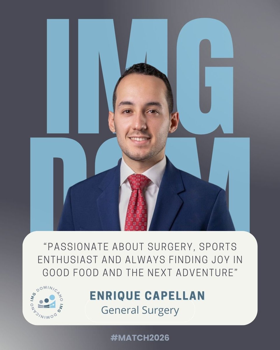 Meet Enrique Capellán López, MD 🩺🇩🇴 | He is applying to General Surgery. 

We proudly support our Dominican IMGs as they embark on the journey towards the 2026 Residency Match. 👩🏻‍⚕️👨🏻‍⚕️

#IMGDominicano #Match2026 #GeneralSurgery #Surgery #DominicanIMG