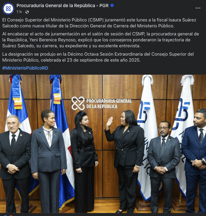 ILEASanSalvador's tweet photo. ILEA San Salvador, felicita a nuestra exalumna de República Dominicana, Fiscal Isaura Suárez Salcedo, por su nuevo nombramiento como titular de la Dirección General  de Carrera del Ministerio Público. @procuraduriagralrd https://t.co/6g3c5E8dMO