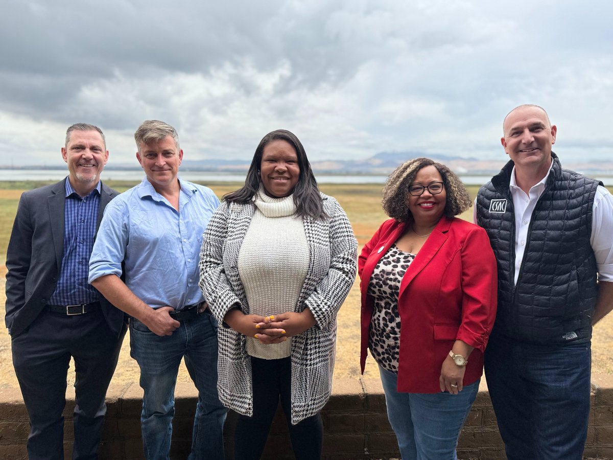 CSAC_Counties's tweet photo. CSAC President and #InyoCounty Supervisor Jeff Griffiths is getting a firsthand look at what makes #SolanoCounty special today with CSAC leadership. Supervisors @WandaLW2 and @cassandracrj lead the tour through farmlands and proposed California Forever land and shipyards, sharing the projects that make @Solano_County one of a kind. #CountyStrong