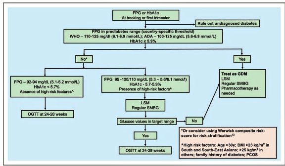🔰Personalización de la terapia en la diabetes gestacional temprana (tDMG) 

1️⃣La tDMG se refiere a la hiperglucemia por debajo de los umbrales de diabetes manifiesta diagnosticada antes del tercer trimestre, con una prevalencia que varía del 9 al 26%.
2️⃣La GPA y la HbA1c