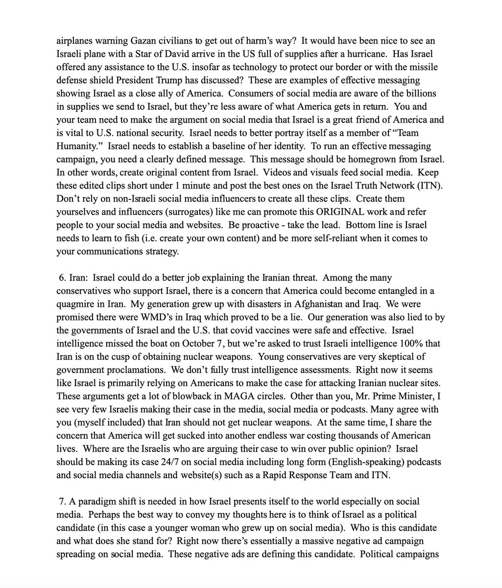 Osint613's tweet image. Here is Charlie Kirk’s letter to PM Netanyahu, Charlie voices his support for Israel and lays out advice on how to win the information war 👇🏻