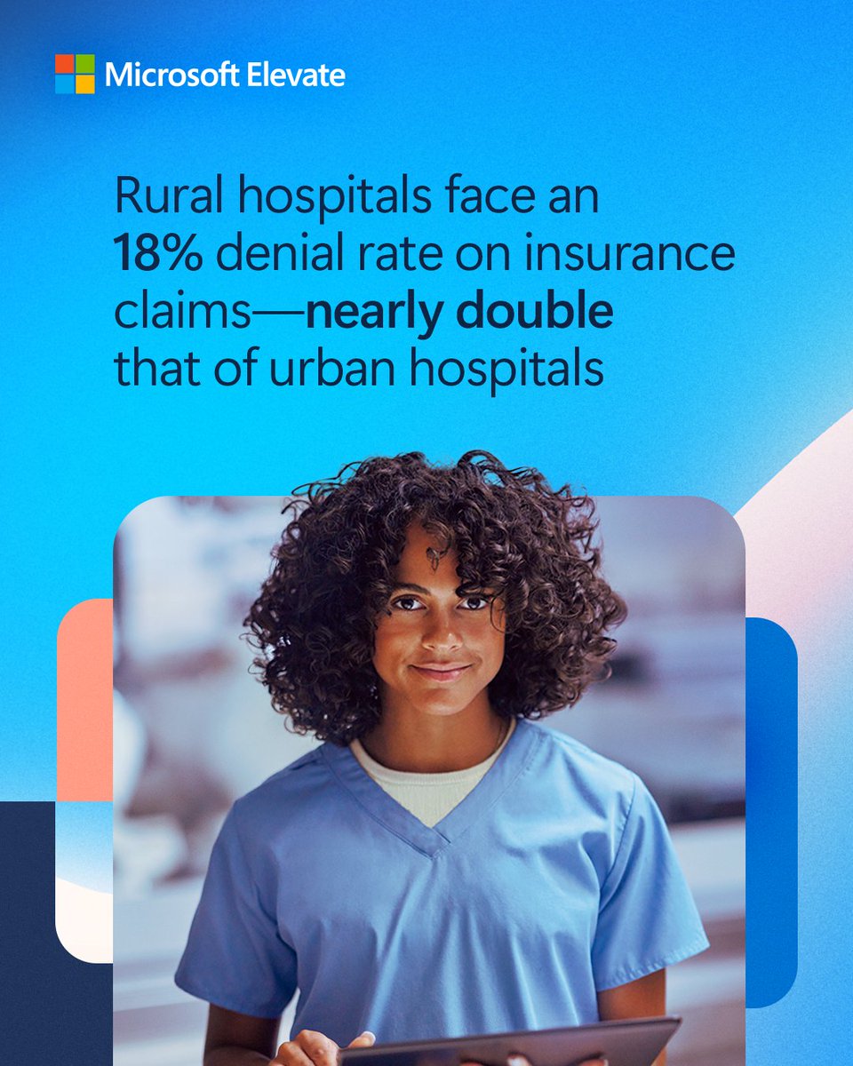 MSFTIssues's tweet image. Rural hospitals are under pressure, with over 700 at risk of closure. A new AI tool is helping rural hospitals reduce denied claims, speed up reimbursements, and improve financial stability. msft.it/6012sQTap