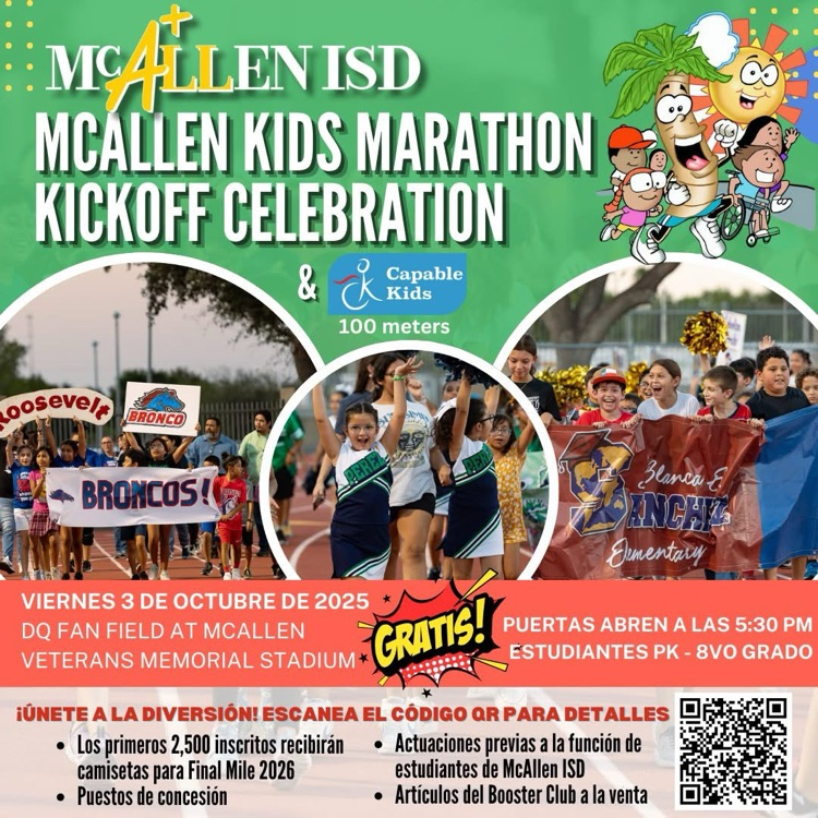 RooseveltBronc1's tweet photo. 🏃‍♂️✨ Kids Marathon Kickoff! ✨🏃‍♀️
📅 Friday, Oct. 3, 2025
📍 DQ Fan Field
⏰ Gates open 5:30 PM
FREE for all PK–8th grade students! 🎉
👕 First 2,500 registrants get a t-shirt!

🔗 Register Here: 👉 https://t.co/Lw3Sg4LnRL https://t.co/5w9RaihRGz