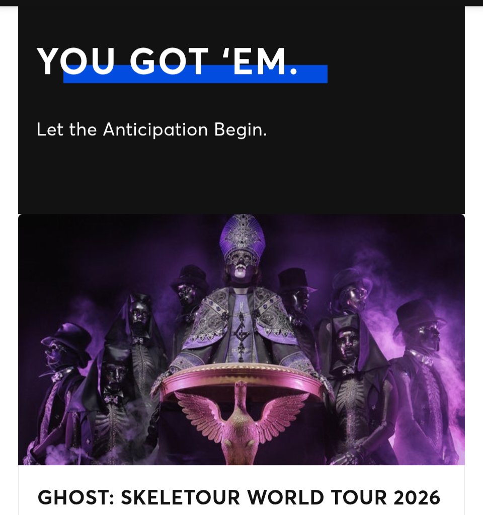 Is it January 21st yet? <a href="/thebandGHOST/">Papa V Perpetua</a> <a href="/TheKiaCenter/">Kia Center</a> #Ghost #Skeletour