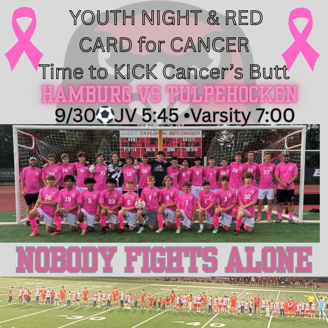 HawkNationSoc's tweet photo. Tomorrow is a very important night on Hawk Hill! We have combined  our annual Red Card to Cancer and Youth Night. Please come out to support one of the best charities around, see our future Hawks on the pitch, and cheer on our current team as they battle Tulpy. No 1 fights alone. https://t.co/Em0vrQZI13