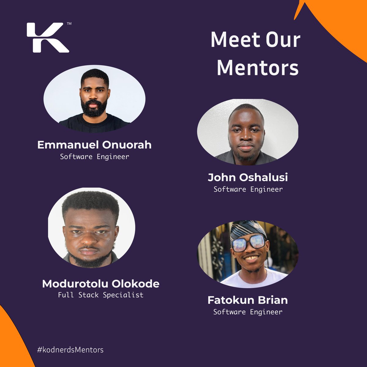 kodnerds's tweet image. ✨ Our October Mentors are here! ✨

These amazing leaders will be guiding squads, reviewing code, and helping our junior developers grow into future seniors 💻🌍
#Kodnerds #Mentorship #TechCommunity #KodnerdsJuniorToSeniorChallenge #JuniorDevLevelUp