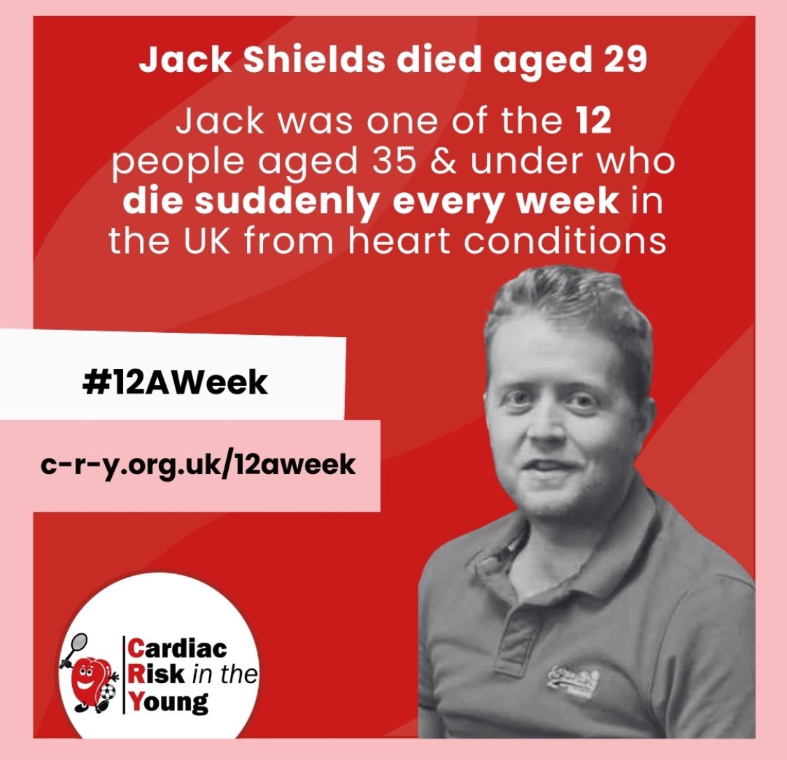 SuziLanes's tweet photo. Every week in the UK, at least 12 apparently fit and healthy young people die from undiagnosed heart conditions. @CRY are working to change that — through screening, research, support, and awareness. We’ll continue to raise money in Jack’s memory ❤️ #WorldHeartDay https://t.co/UXXoMwRgfT