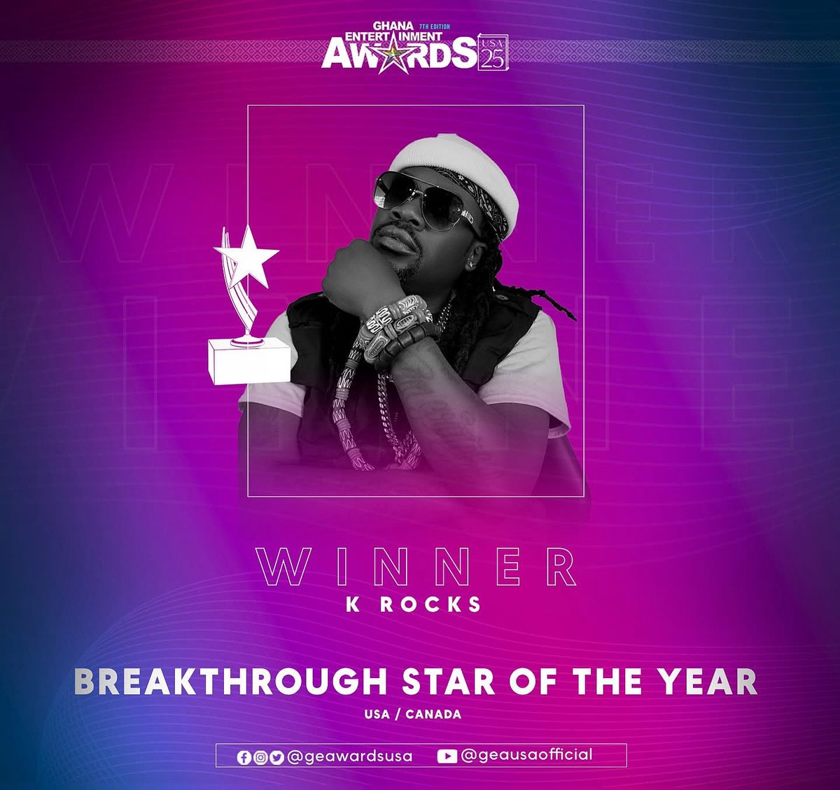 It’s been a long time coming. Thanks to you all for the continuous support. All the Dj’s that be playing my music on National radio stations. I’m on a winning streak 2X rapper of the year in a row @gmausa_  2024/2025. Now, Breakthrough Star of the Year at <a href="/geawardsusa/">Ghana Entertainment Awards USA</a> 2025 ❤️🇬🇭🇺🇸