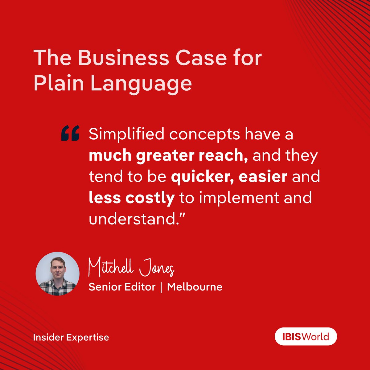 IBISWorld's tweet image. Clear words drive better results ✍️

#PlainLanguage isn’t just compliance. It saves time, builds trust &amp;amp; strengthens decisions.

Our latest article explores how executives can use it as a strategic tool: ow.ly/iX3H50X3pUr