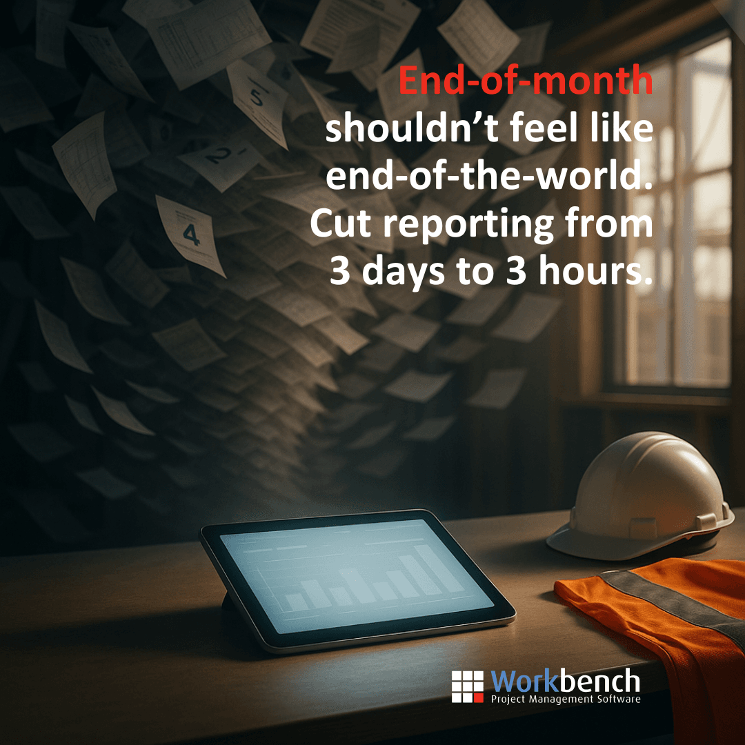 Workbench_Intl's tweet photo. 💸 End-of-month shouldn’t feel like end-of-the-world.

 One client cut their reporting time from 3 days to 3 hours. That’s the power of structure, not spreadsheets.

#ConstructionManagement #ReportingSimplified #FinancialClarity #BetterSystems #Workbench https://t.co/FHr5DF7p9U