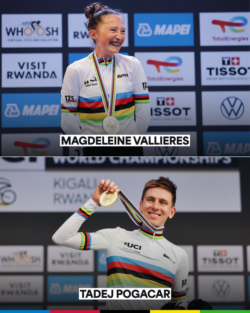 UCI_cycling's tweet image. Your 2025 UCI Elite Road Race World Champions 🌈

📸 SWpix

#Kigali2025