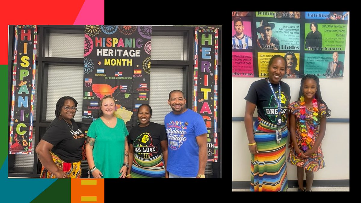 MrTeachK's tweet photo. Sept. 15th marked the Official First Day of Hispanic Heritage Month. To celebrate, our students &amp; staff wore clothing that represents their traditional culture &amp; heritage, as well as colors from Hispanic countries &amp; flags. #HispanicHeritageMonth2025 #AwareAndCareFCS @HillsideES https://t.co/qYVMlHkwfE