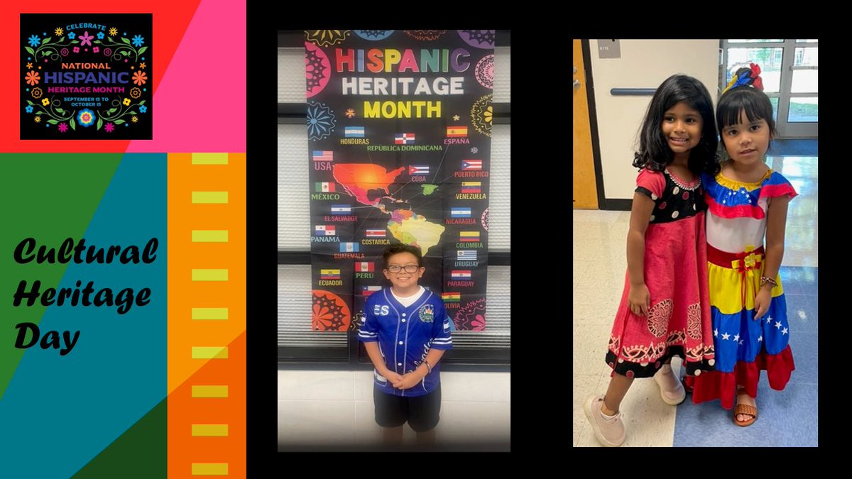 MrTeachK's tweet photo. Sept. 15th marked the Official First Day of Hispanic Heritage Month. To celebrate, our students &amp; staff wore clothing that represents their traditional culture &amp; heritage, as well as colors from Hispanic countries &amp; flags. #HispanicHeritageMonth2025 #AwareAndCareFCS @HillsideES https://t.co/qYVMlHkwfE