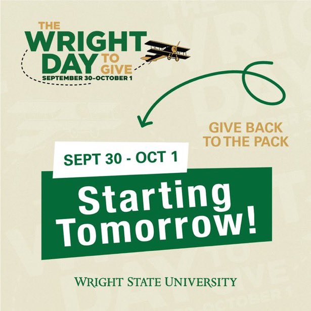 WrightGiving's tweet photo. The Wright Day to Give kicks off TOMORROW! Your gift, no matter the size, helps power scholarships, research, and hands-on learning for our students. What will you support on this year’s #WrightDay2Give? Make your gift now: https://t.co/H4PJoNSbq6 https://t.co/ks33wcZWtc