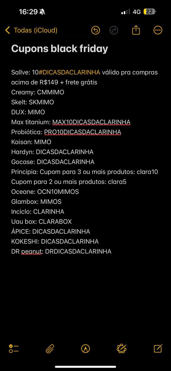 Cupom para vocês usarem agora e na black friday ❤️❤️

Principia, Sallve, Creamy, skelt, Dux, Max Titanium, probiótica, Kaisan, Hardyn, gocase, oceane, uaubox, uau box, Inciclo, kokeshi, ápice cosméticos, DR PEANUT