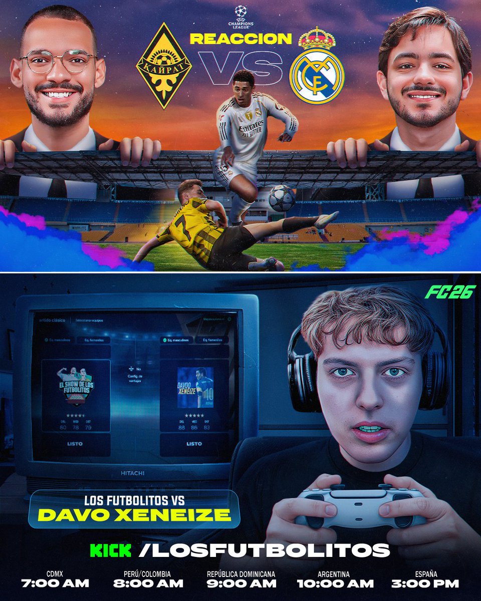 MrAngeloValdes's tweet image. Mañana nos jugamos la dignidad junto al Real Madrid.

El Madrid no puede perder contra el Almaty y nosotros no podemos perder un partido de FIFA vs una persona que juega con flechitas.

Primero la reacción y luego FC 26 vs Davo. Agendalo.